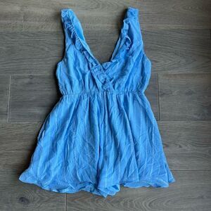 Superdown Women's Blue Ruffled Neckline Sleeveless Romper Size Small